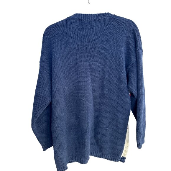 Vtg. 90's Winter Cardigan Sweater Hand Knit Snowman Ice Skates 3D Wearable Art - Picture 10 of 13